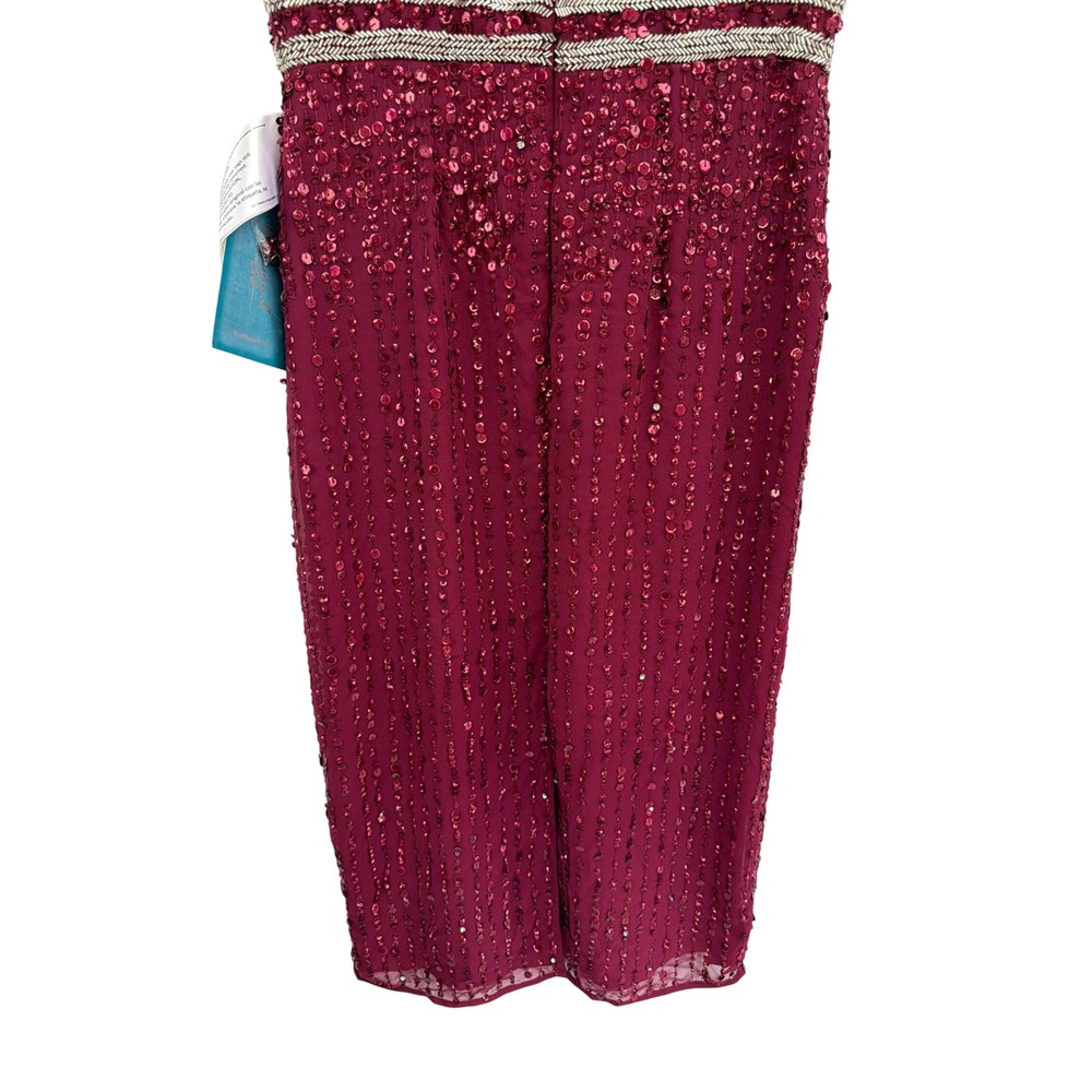 Mac Duggal 10509 Burgundy Beaded Sequin Sheath Sleeveless Cocktail Gown 8 NWT - Picture 9 of 16